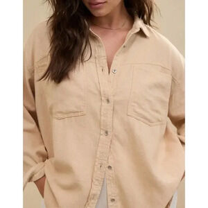 NWT Aerie Anytime Fave Shirt Koko Brown Oversized Relaxed Classic Size M